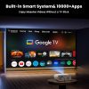 Google TV Projector, HOMPOW HD 4K Projector with WiFi and Bluetooth, Netflix-Officially-Licensed Outdoor Projector, Home Cinema Projector for iOS/Android