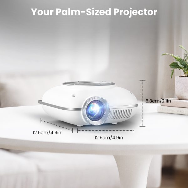 Mini Projector with Two -Way Bluetooth, Portable Projector for Home Theater Use, Support 1080P for Outdoor Projector/Movie Projector Compatible with HDMI, USB, Laptop, TV Stick (White)