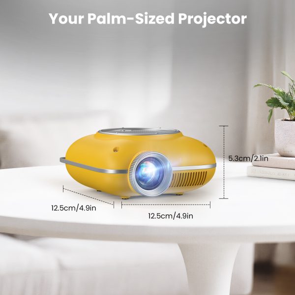 Mini Projector with Two -Way Bluetooth, Portable Projector for Home Theater Use, Support 1080P for Outdoor Projector/Movie Projector Compatible with HDMI, USB, Laptop, TV Stick (Yellow)