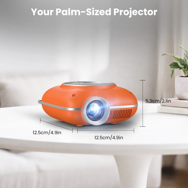Mini Projector with Two -Way Bluetooth, Portable Projector for Home Theater Use, Support 1080P for Outdoor Projector/Movie Projector Compatible with HDMI, USB, Laptop, TV Stick (Orange)