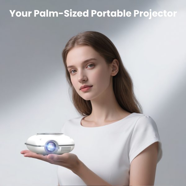 Mini Projector with Two -Way Bluetooth, Portable Projector for Home Theater Use, Support 1080P for Outdoor Projector/Movie Projector Compatible with HDMI, USB, Laptop, TV Stick (White)