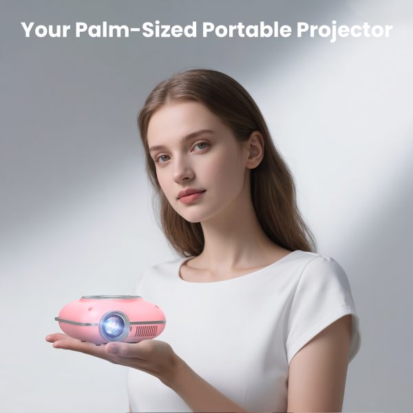 Mini Projector with Two -Way Bluetooth, Portable Projector for Home Theater Use, Support 1080P for Outdoor Projector/Movie Projector Compatible with HDMI, USB, Laptop, TV Stick (Pink)