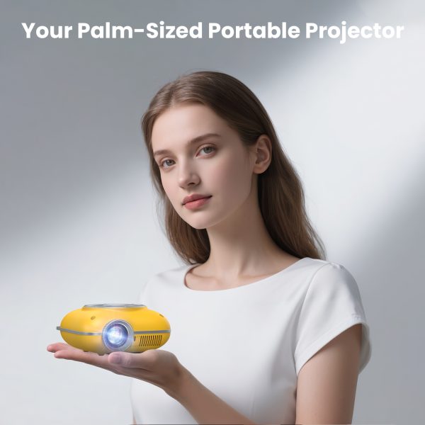 Mini Projector with Two -Way Bluetooth, Portable Projector for Home Theater Use, Support 1080P for Outdoor Projector/Movie Projector Compatible with HDMI, USB, Laptop, TV Stick (Yellow)